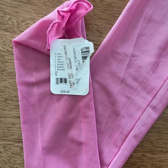 Free People Intimately Pink Ruched Mesh Long Sleeve Bodysuit Small - Picture 4 of 8